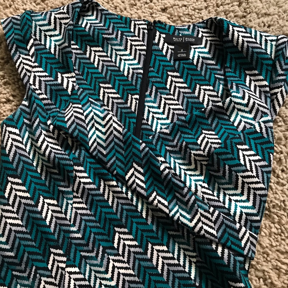 Teal and white zigzag dress